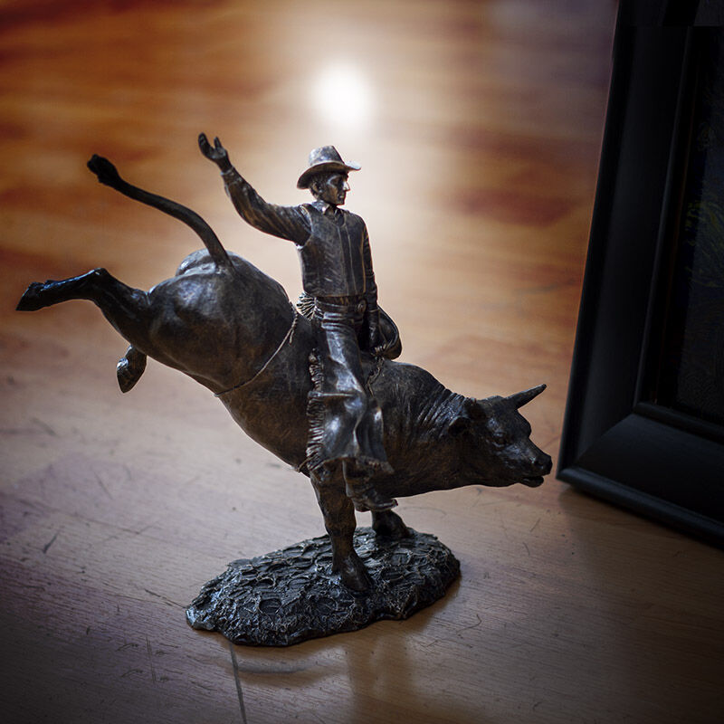 Pacific Trading Cowboy On Bull Figure, 10 1/4-In x 5 3/4-In x 10 1/2-In