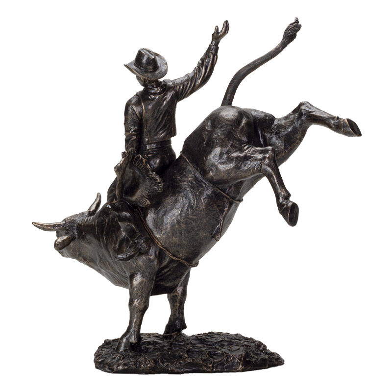 Pacific Trading Cowboy On Bull Figure, 10 1/4-In x 5 3/4-In x 10 1/2-In