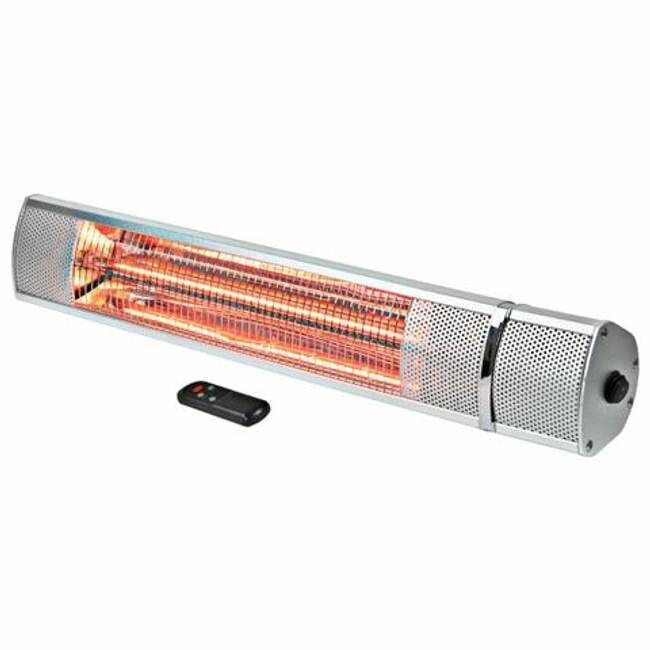 Comfort Zone Outdoor/Indoor Halogen Electric Patio Heater With Remote - Silver