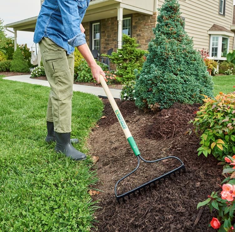 Union Tools Long Wood Handle Garden Rake, 63-In