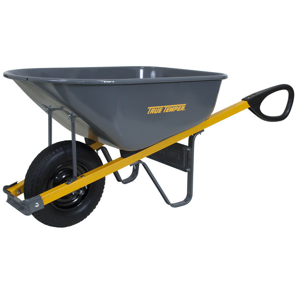 True Temper Steel Wheelbarrow With Total Control Handles, 6 cu. ft.