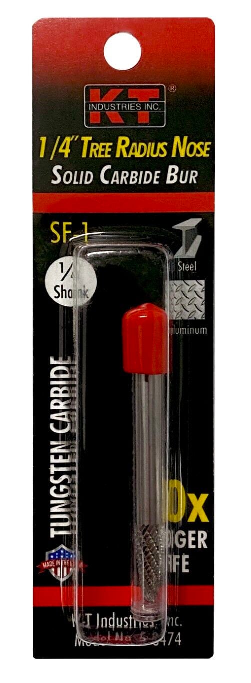 KT Industries SF-1 Solid Carbide Tree Radius Nose Bur, 1/4-In
