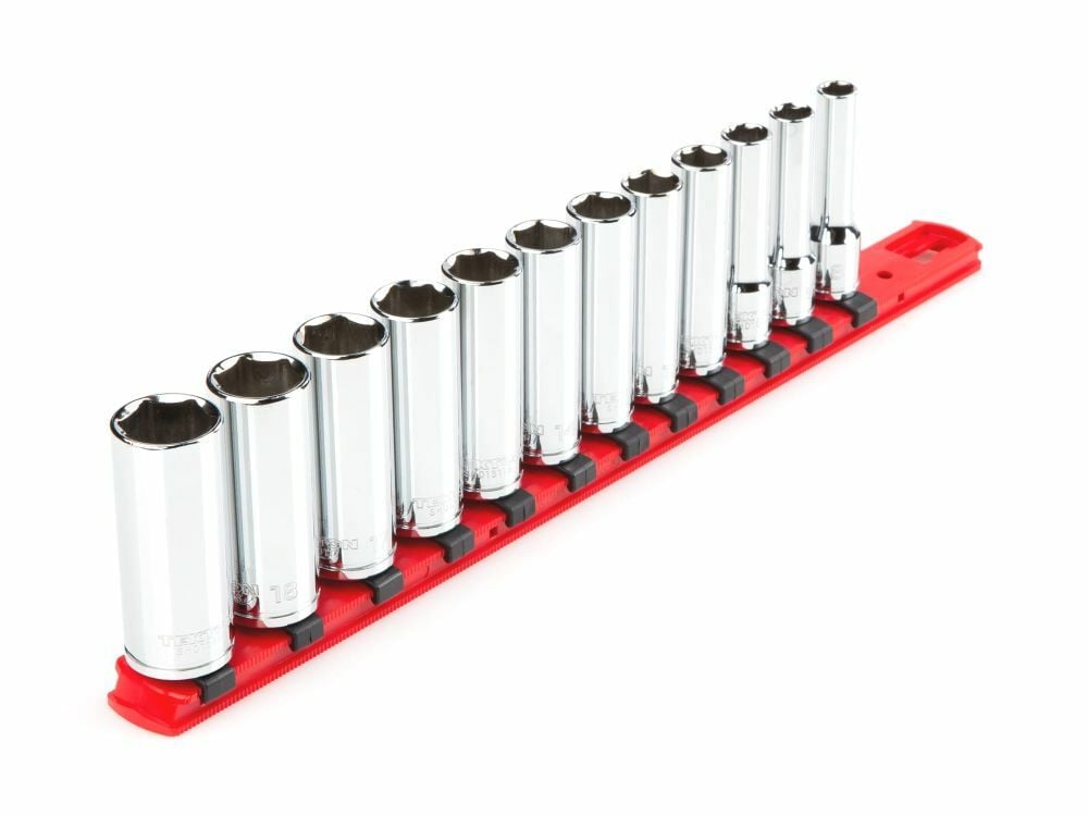 Tekton 3/8 Inch Deep 6-Point Socket Set, 12 Piece