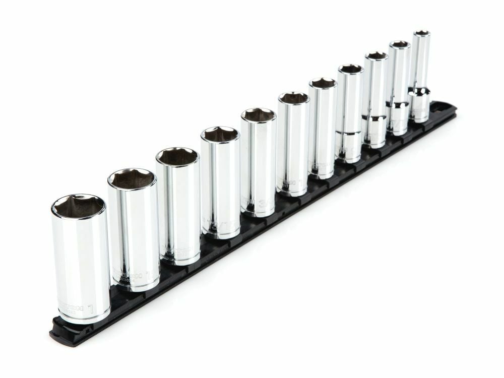 Tekton 1/2 Inch Deep 6-Point Socket Set, 11 Piece
