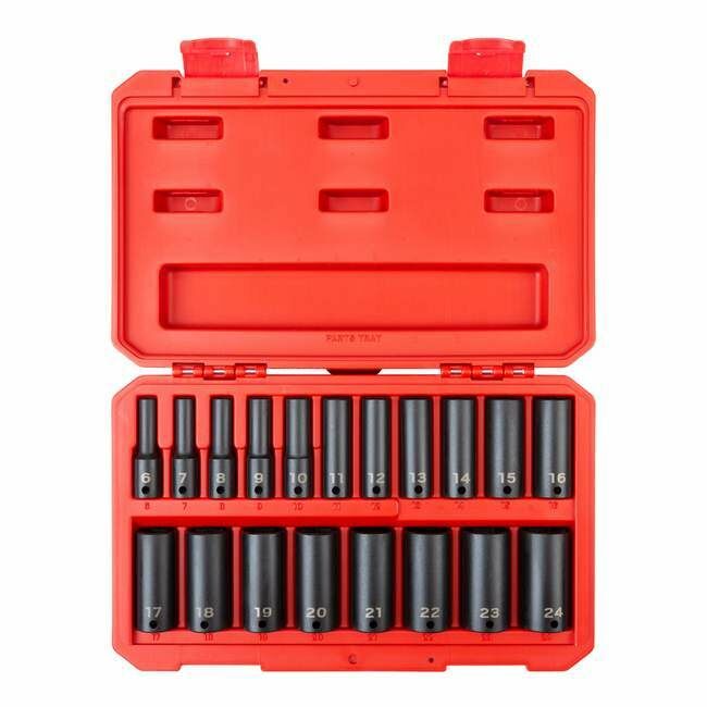 Tekton 19 Piece 3/8 in Drive Deep 6-Point Impact Socket Set