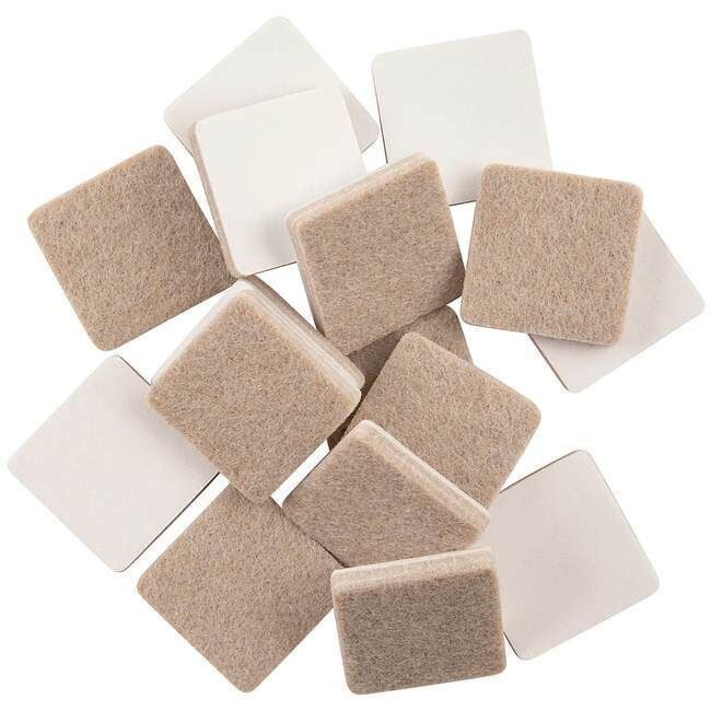 Super Sliders Square Felt Pad Furniture Sliders, 1-In, 16-Pk