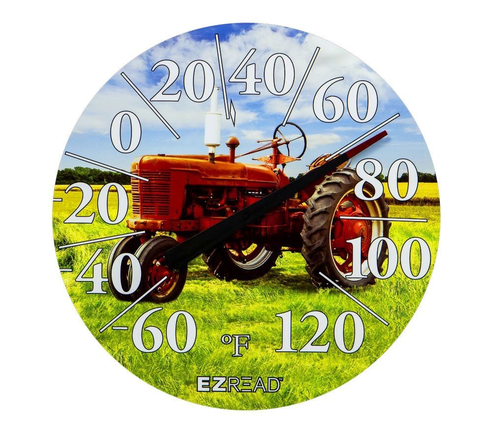 EZRead Red Tractor Dial Thermometer, 12.5-In