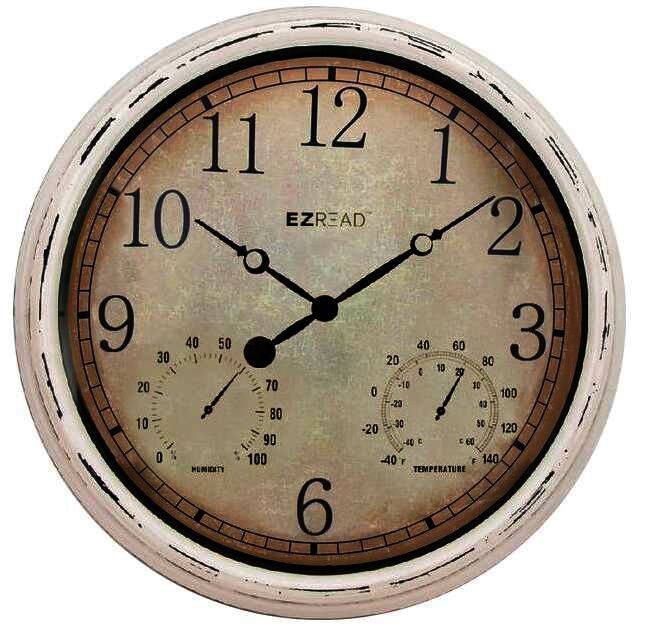 EZ Read 15 in Thermo Hygrometer Clock - White