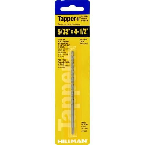 Hillman 4 1/2 in Masonry Tapper Carbide Drill Bit - 5/32 in