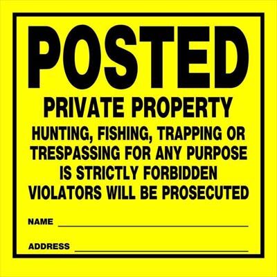 Hillman Posted Private Property Sign - Yellow, 11 in x 11 in, Plastic
