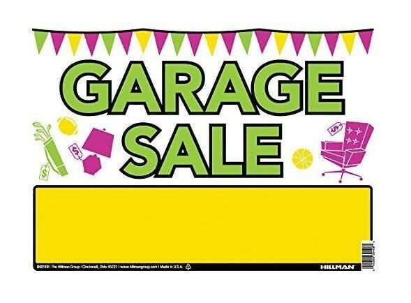 Hillman 10 in X 14 in Garge Sale With  Graphics - White, Plastic