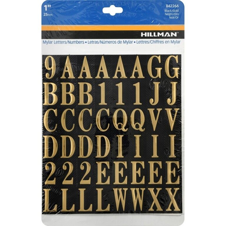 Hillman Gold Vinyl Self-Adhesive Letter And Number Set