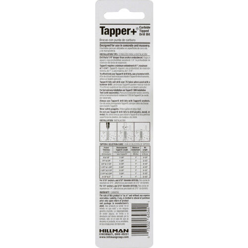 Hillman Carbide Tapper Drill Bit, 3/16-In X 5-1/2-In