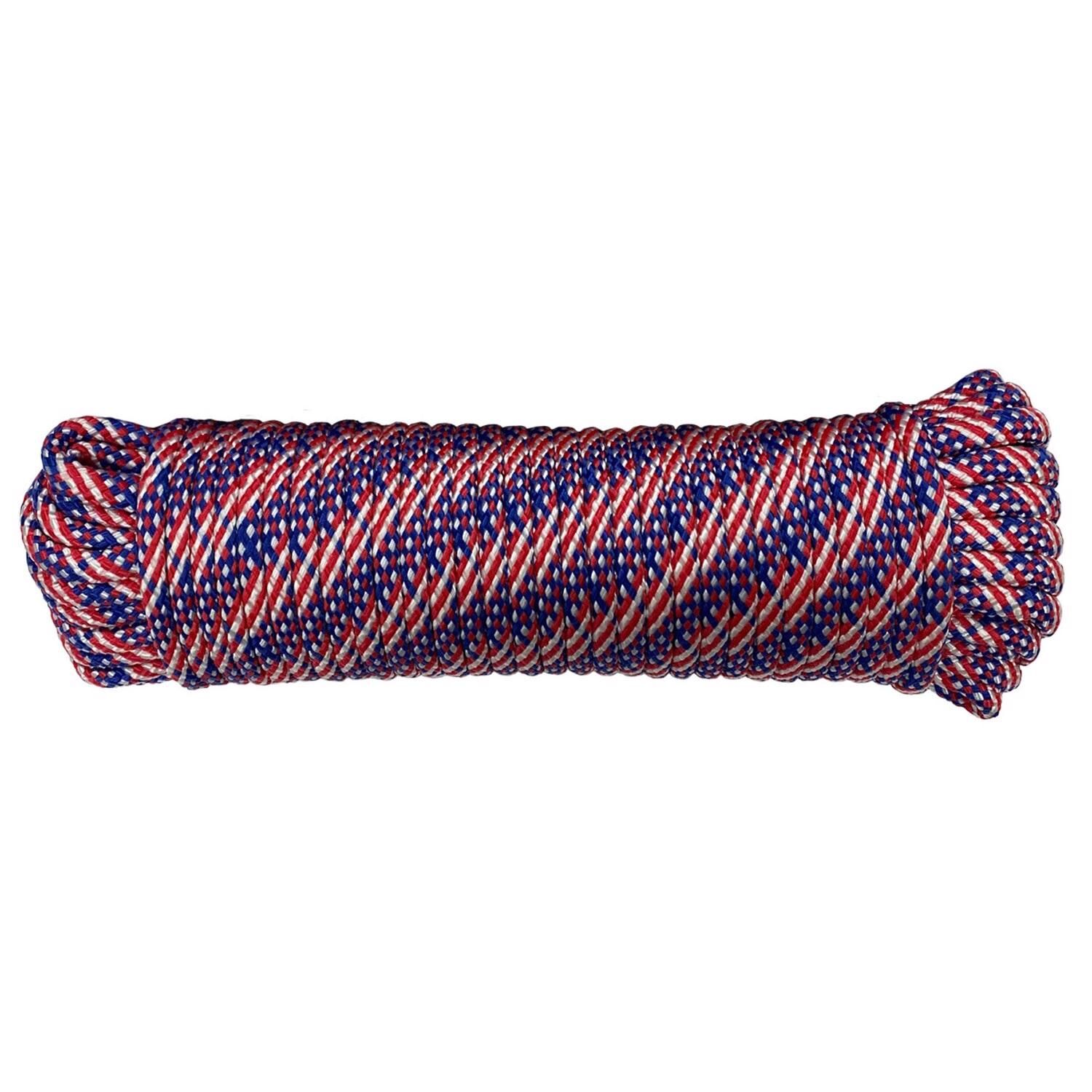 Koch Industries Red/White/Blue Diamond Braid Polypropylene Rope, 3/8-In X 100-Ft
