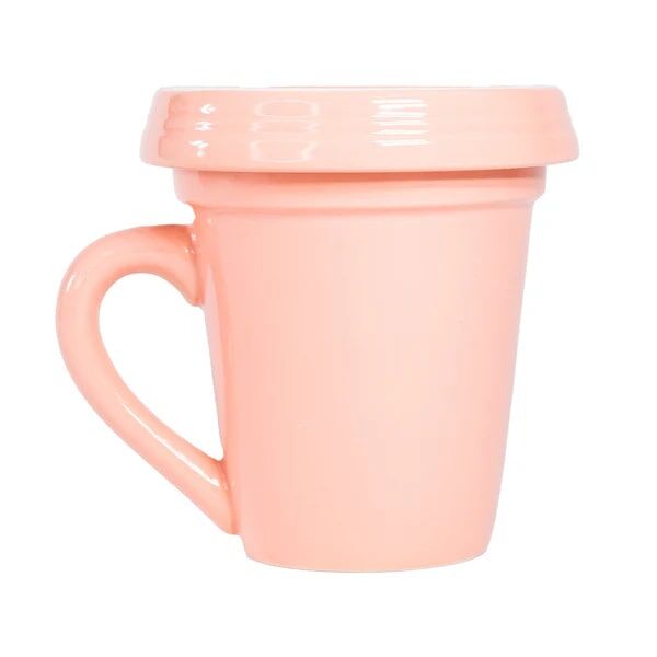 Divinity Boutique Peach Flower Pot Mug, 14-Oz