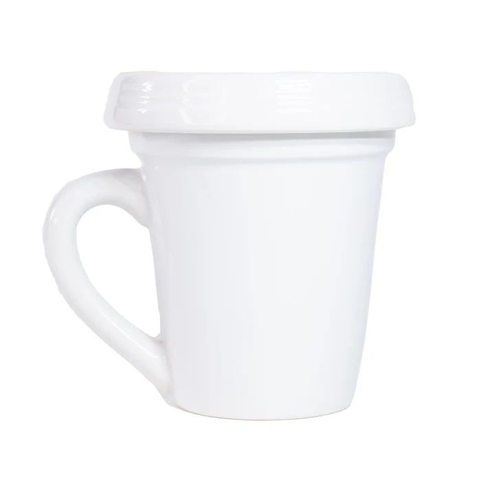 Divinity Boutique White Be Unique Flower Pot Mug With Garden Spade Spoon, 14-Oz