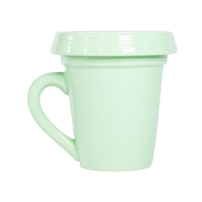 Divinity Boutique Green "Be Happy" Flower Pot Mug