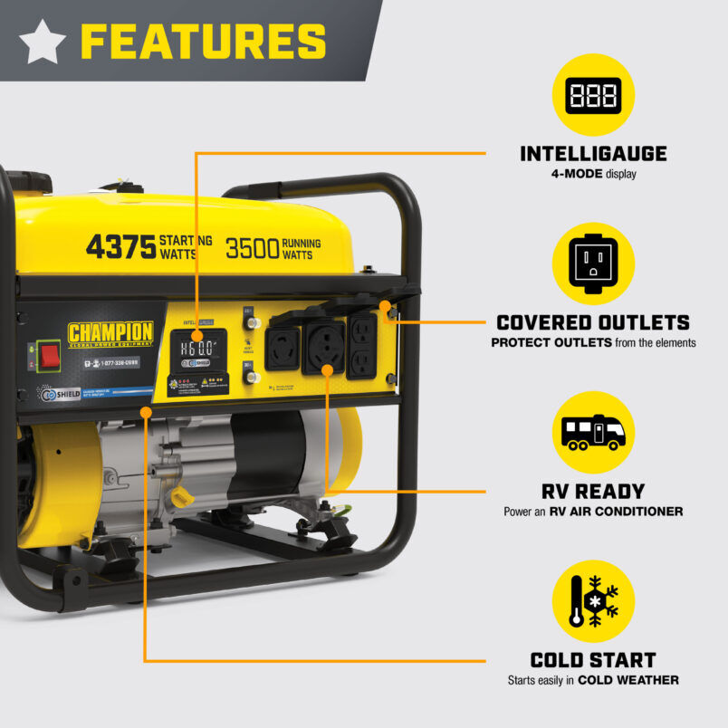 Champion Generator With CO Shield, 3500-Watt