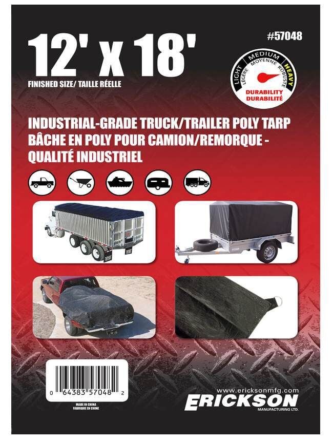 Erickson Industrial Grade Truck/Trailer Tarps - Black, 12 ft X 18 ft