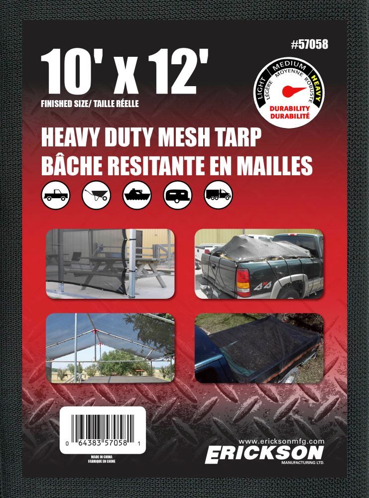 Erickson Heavy Grade Black Mesh Tarp, 10-Ft x 12-Ft