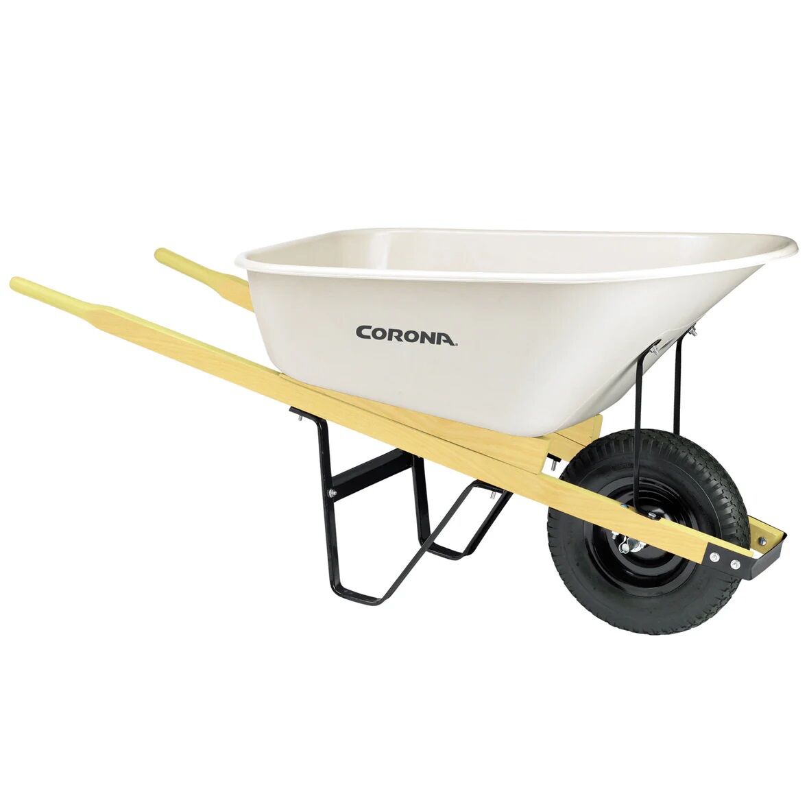 Corona Yard & Garden Poly Wheelbarrow with Woold Handle, 6-Cu. Ft