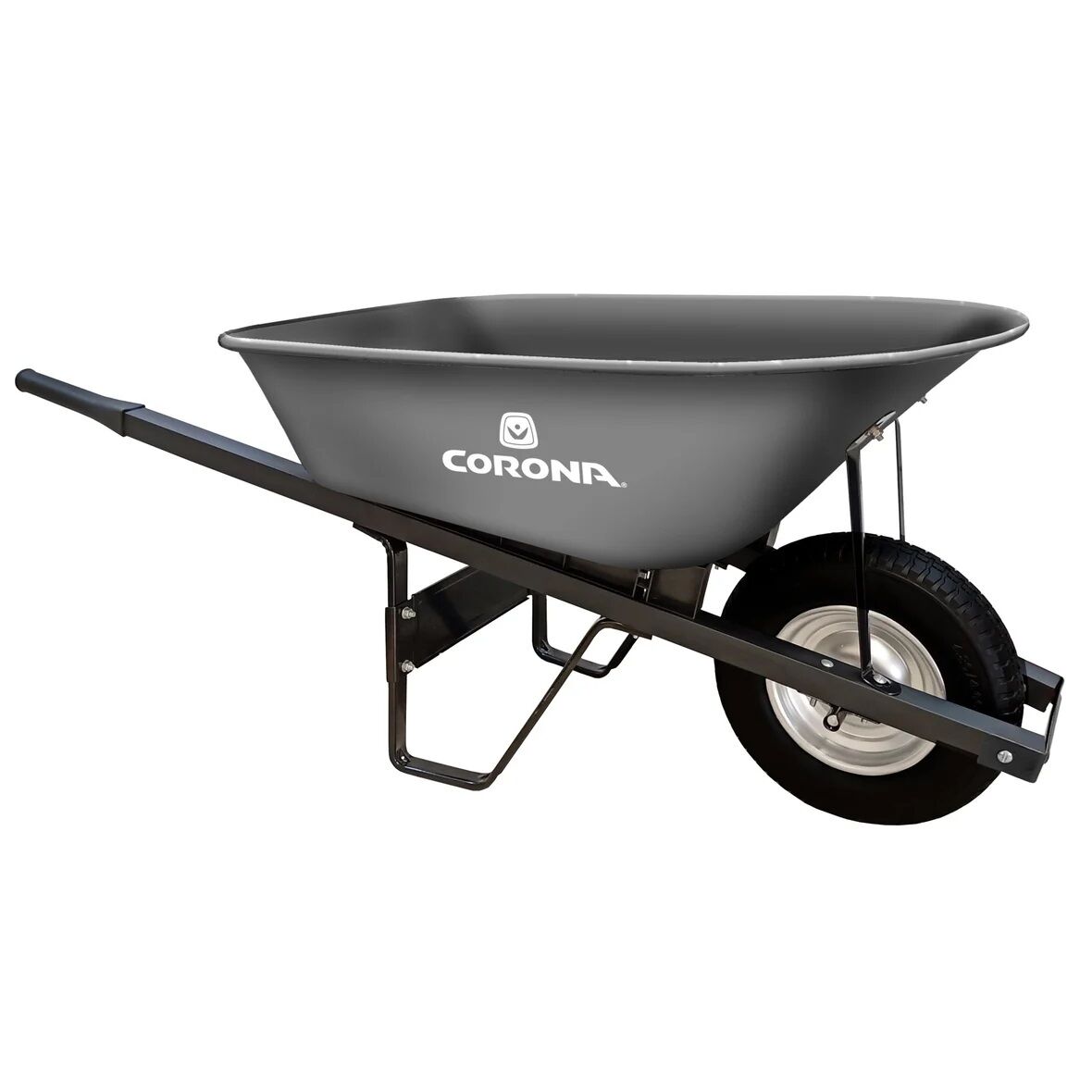 Corona Steel Wheelbarrow, Steel Handles, Flat Free Tire, 6-Cu Ft