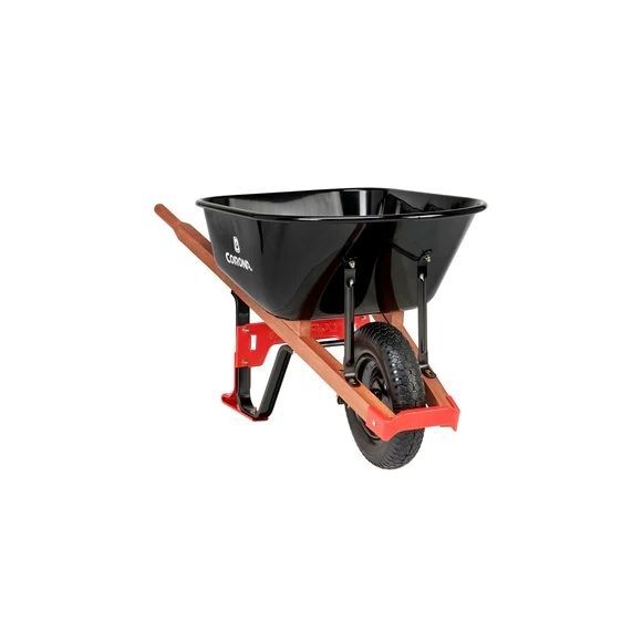 Corona Professional Steel Wheelbarrow with Wood Handles and Flat Free Tire, 6-Cu Ft