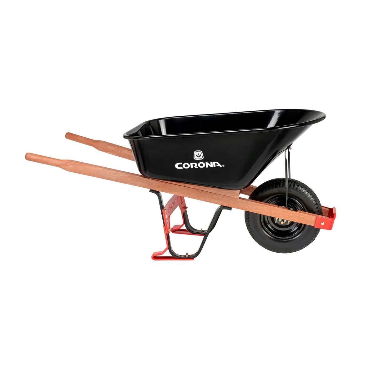 Corona Professional Steel Wheelbarrow with Wood Handles and Flat Free Tire, 6-Cu Ft