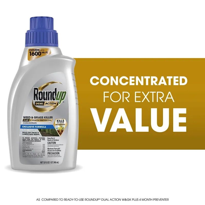 Roundup Weed & Grass Killer Plus Weed Preventer Extended Control Concentrate - 1 qt