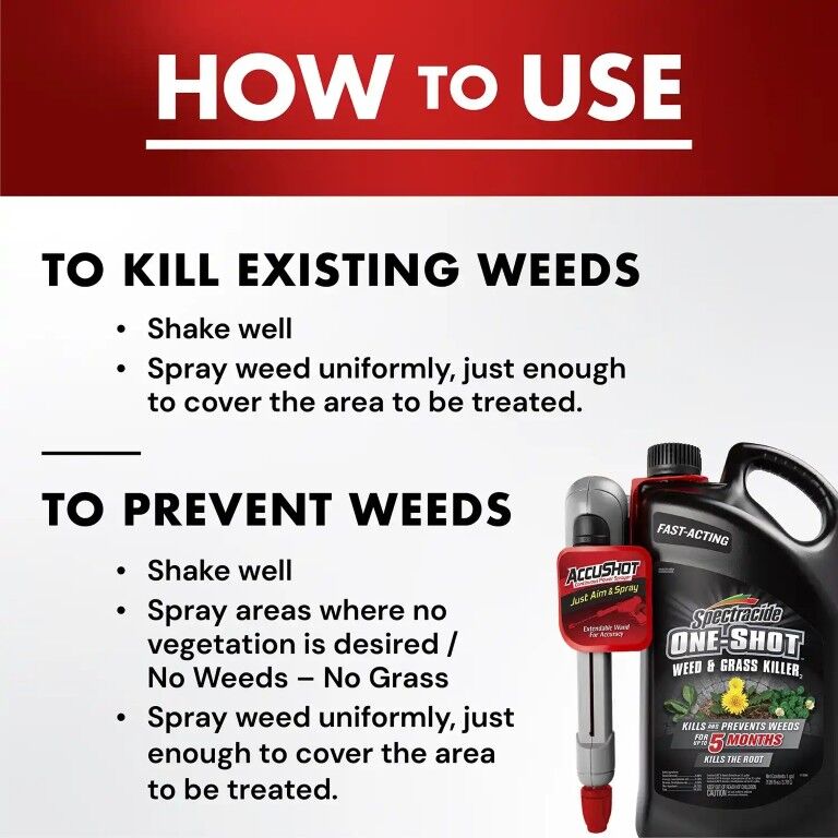 Spectracide One-Shot Weed & Grass Killer With Accushot Sprayer, 1-Gal