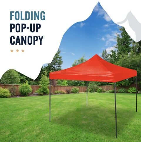Trappers Peak Red Folding Pop-Up Canopy, 10-Ft x 10-Ft