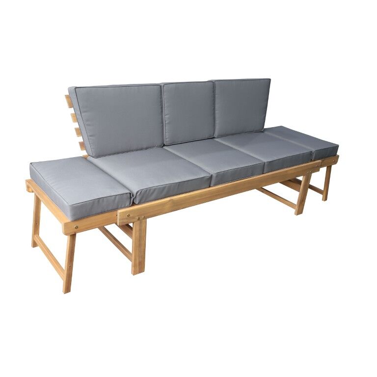 DEKO Living Acacia Wood Bench with Center Table and Armrests