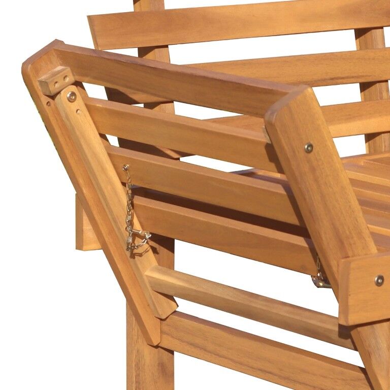 DEKO Living Acacia Wood Bench with Center Table and Armrests