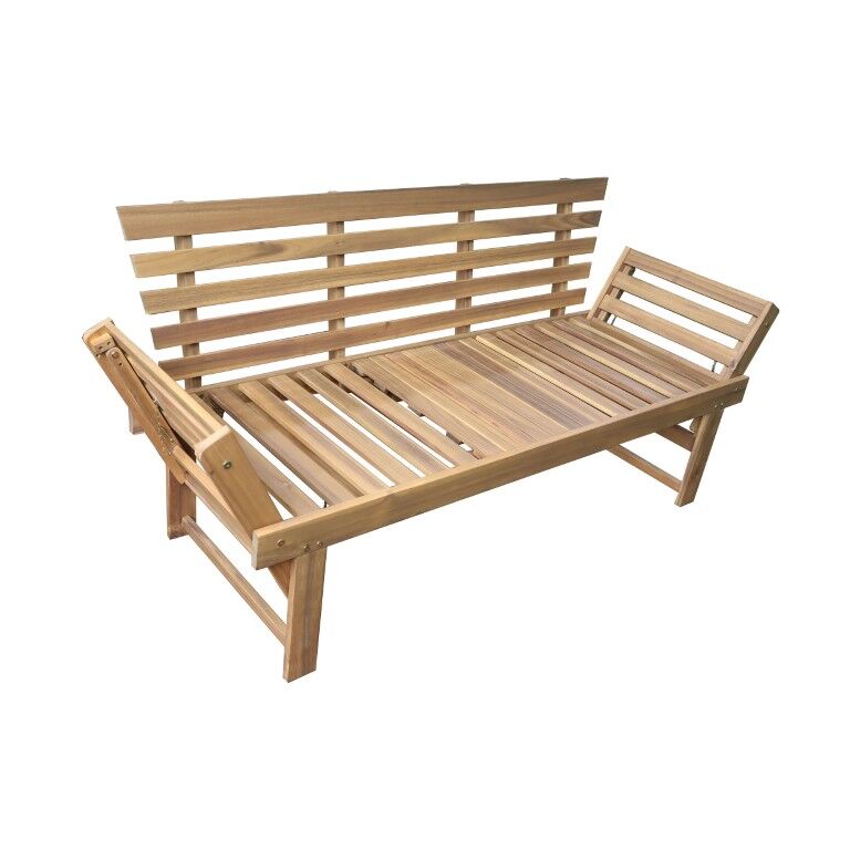 DEKO Living Acacia Wood Bench with Center Table and Armrests