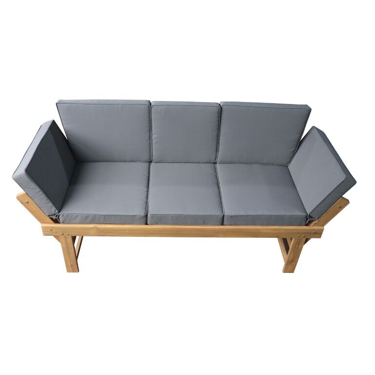 DEKO Living Acacia Wood Bench with Center Table and Armrests