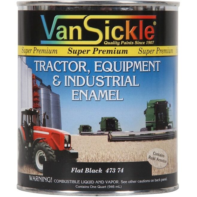 Van Sickle Paint Tractor & Equipment Enamel Spray Paint Flat Black, 1-Qt