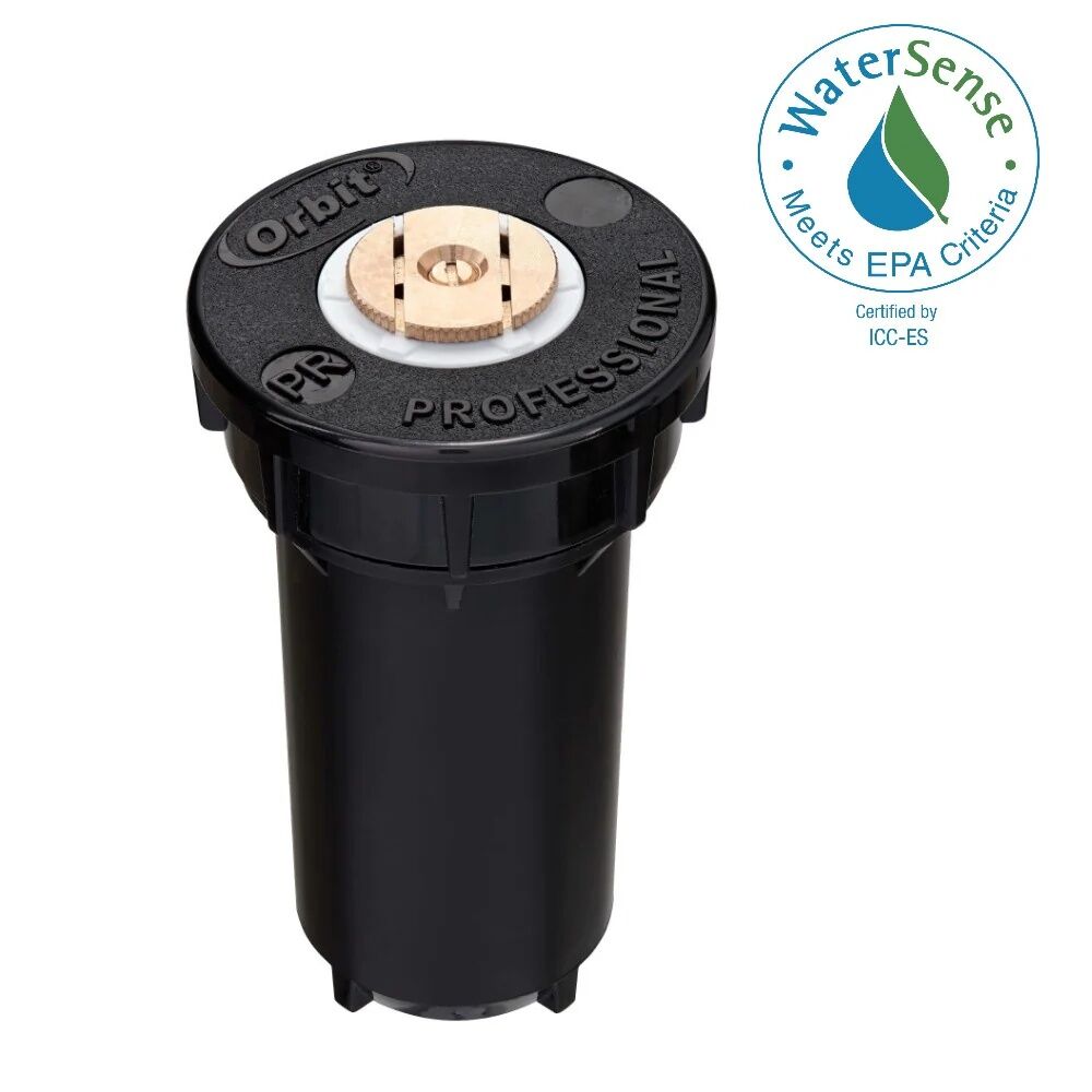 Orbit Pro Pressure-Regulating 4-In Pop-Up 360° Pattern Brass Spray Head Sprinkler, 15-Ft