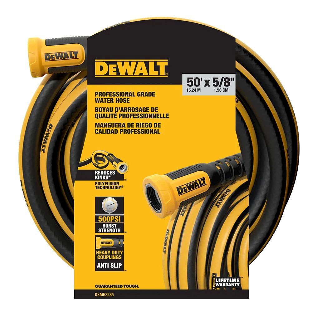 DEWALT Professional Grade Heavy-Duty Water Hose, 500 PSI, 5/8-In x 50-Ft