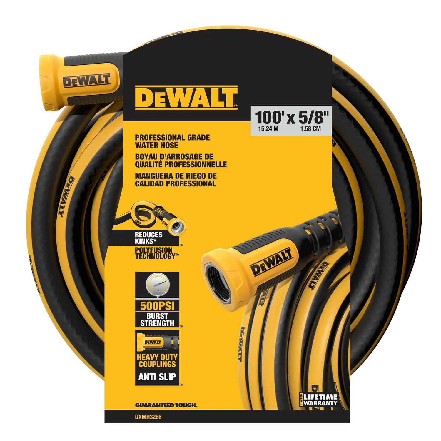 DEWALT Professional Grade Heavy-Duty Water Hose, 500 PSI, 5/8-In x 100-Ft