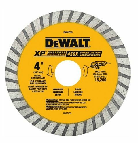 DEWALT XP Turbo Masonry Cutting Wet/Dry Diamond Blade, 4-In x 5/8-In