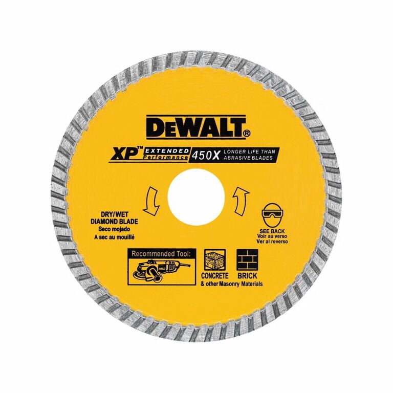 DEWALT XP Turbo Masonry Cutting Wet/Dry Diamond Blade, 7-In x 5/8-In