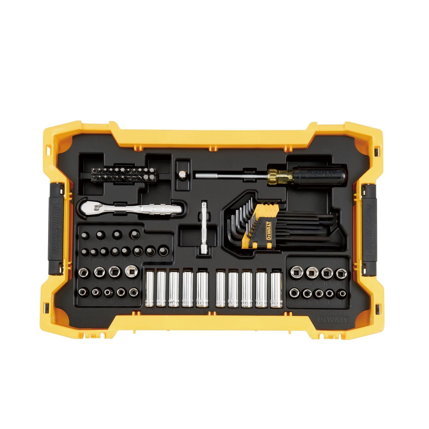 DEWALT 1/4-In And 3/8-In Mechanic Tool Set With ToughSystem 2.0 Tray And Lid, 131-Pc