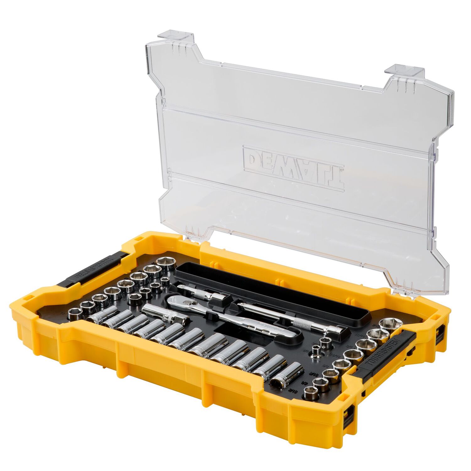 DEWALT 1/4-In And 3/8-In Mechanic Tool Set With ToughSystem 2.0 Tray And Lid, 131-Pc