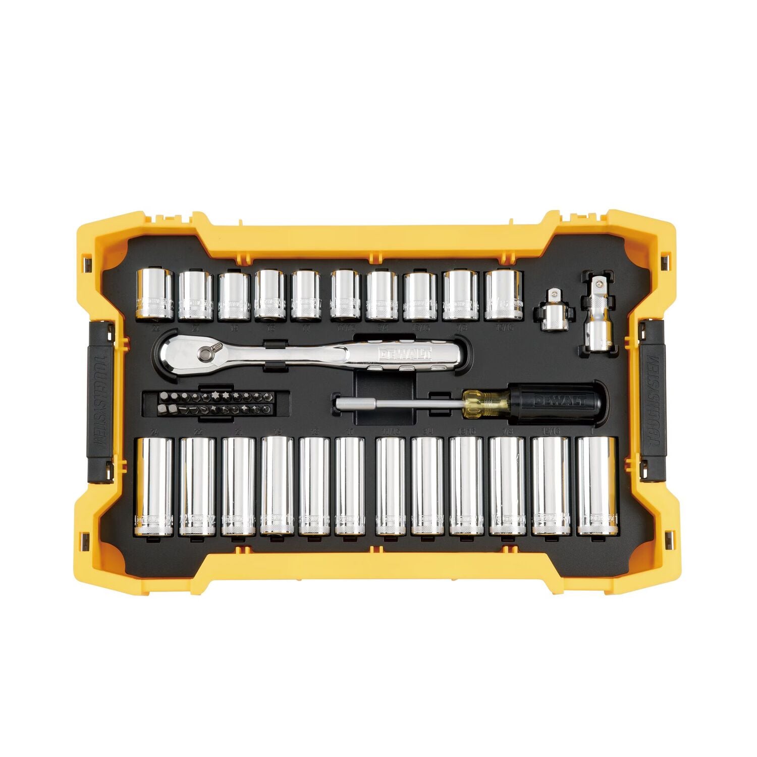 DEWALT 3/8-In And 1/2-In Mechanic Tool Set With ToughSystem 2.0 Tray And Lid, 85-Pc