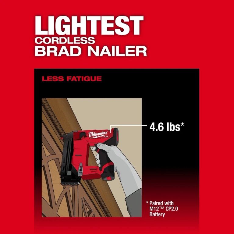 Milwaukee M12 Fuel Compact Brad Nailer, 18-Gauge (Tool Only)