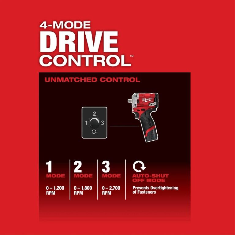 Milwaukee M12 Fuel Stubby Impact Wrench, 3/8-In (Tool Only)