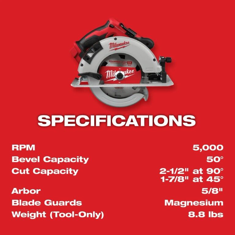 Milwaukee M18 Brushless Circular Saw, 7 1/4-In (Tool Only)