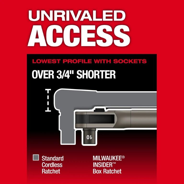 Milwaukee M12 Fuel Insider Extended Reach Box Ratchet (Tool Only)