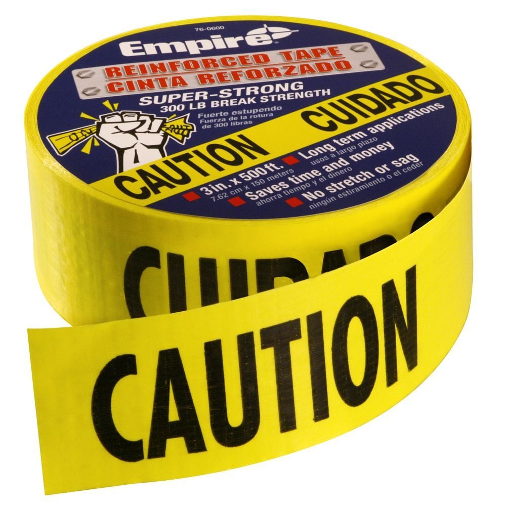 Empire Reinforced Yellow Barricade Tape - CAUTION/CUIDADO, 500-Ft