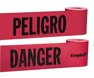 Empire Red Barricade Tape - Danger/Peligro, 200-Ft